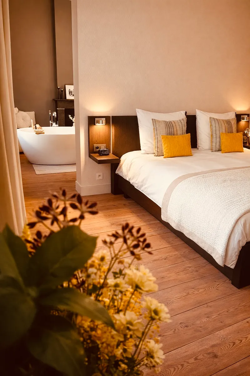 Badkamer met bad en douche B&B Hasselt centrum